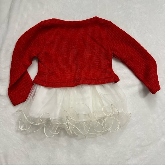 Baby Girls Knit Red Top White Tutu Dress - Picture 1 of 7